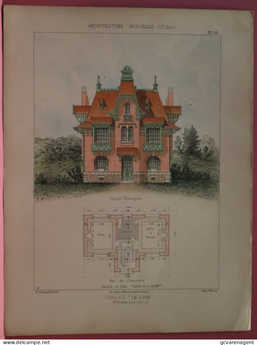 2 PLANS =  CHALET  ,, LE LION   ,,  -  Mr. RAOUL BRANDON  ARCHITECTE   37 X 28 CM  VOIR LES IMAGES ÉTAT DES PLANS - Architecture