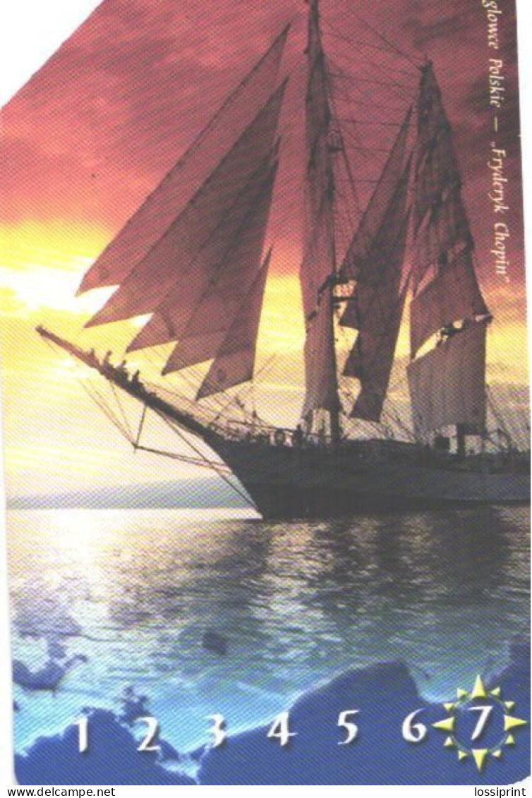 Poland:Used Phonecard, Telekomunikacja Polska S.A., 25 Units, Sailing Ship Fryderyk Chopin - Polonia