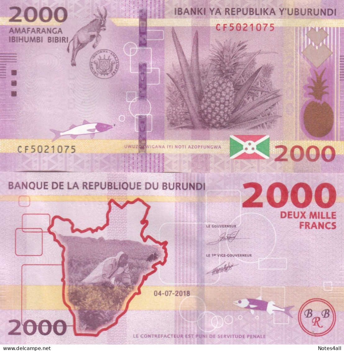 BURUNDI 2000 FRANCS 2018 P 52 UNC - Burundi