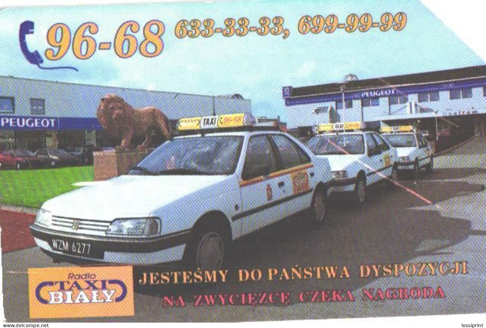 Poland:Used Phonecard, Telekomunikacja Polska S.A., 50 Units, Taxi Cars, Peugeot - Polen