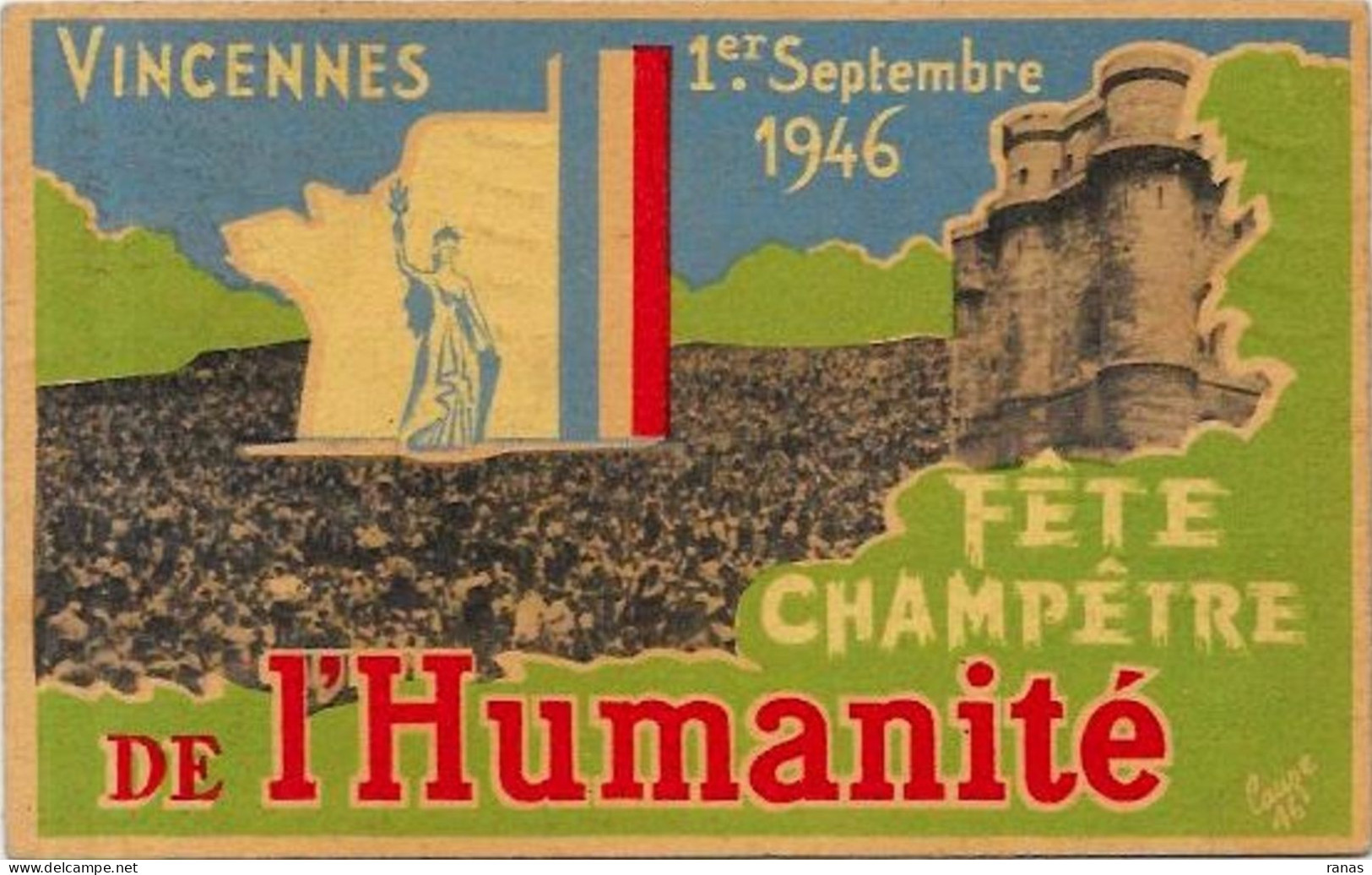 CPSM Parti Communiste 1946 Vincennes Circulé Voir Scan Du Dos Lauze - Political Parties & Elections