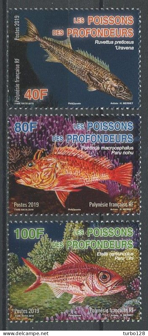 POLYNESIE 2019 N° 1228/1230 ** Neuf MNH Superbe Faune Marine Poissons Perche Etelis Rouvet Scorpion Fishes - Ungebraucht