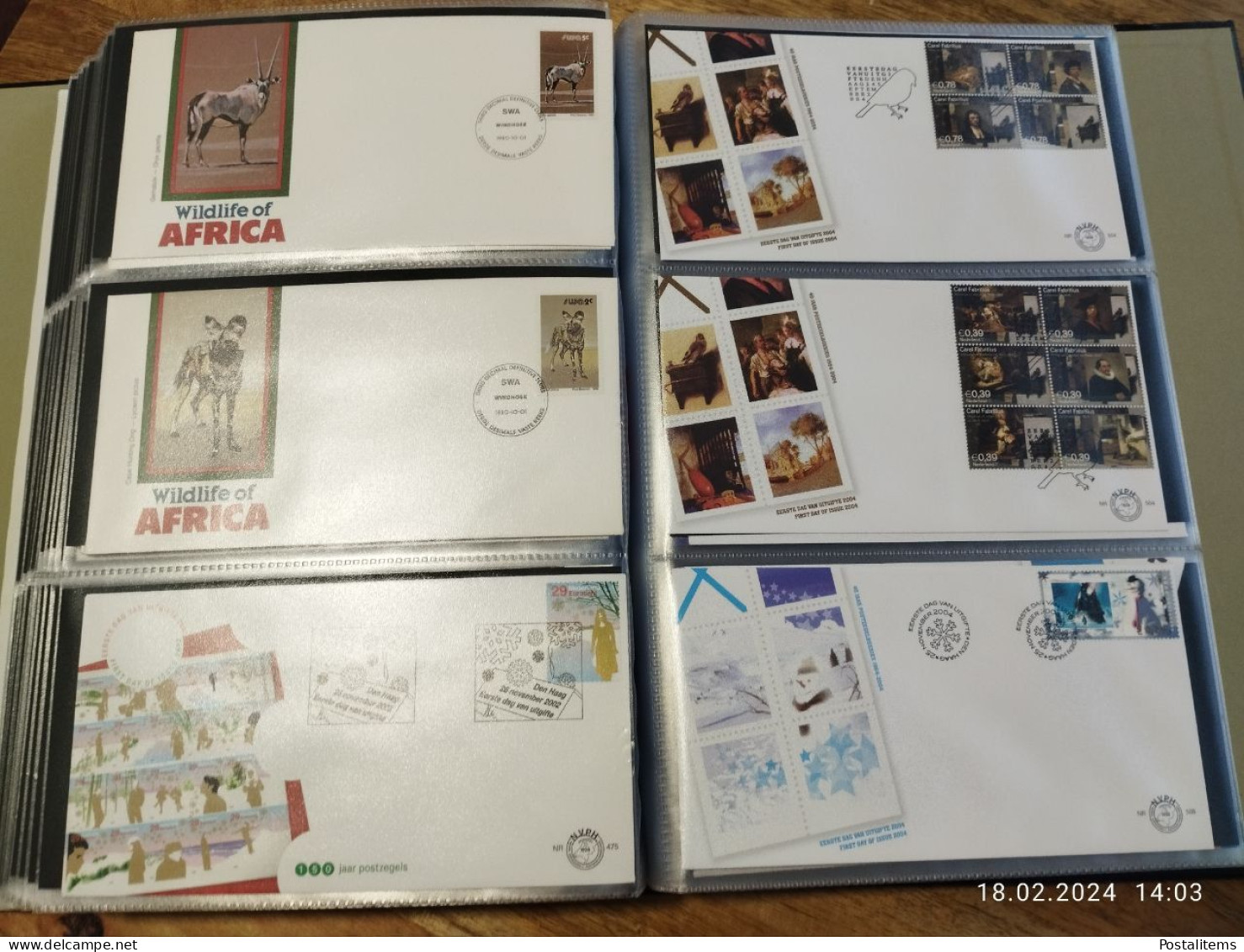 Album with envelopes FDC Netherlands, UN, Australia, Monaco, St. Vincent, Hungary, Maldives, South Africa,