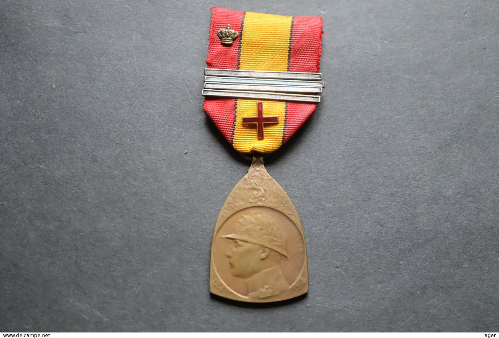 Ordre Médaille BELGIQUE WWI  1914 1918 4 Barrettes De Présence Au Front, Couronne De Volontaire Et Croix Rouge  Blessure - Bélgica