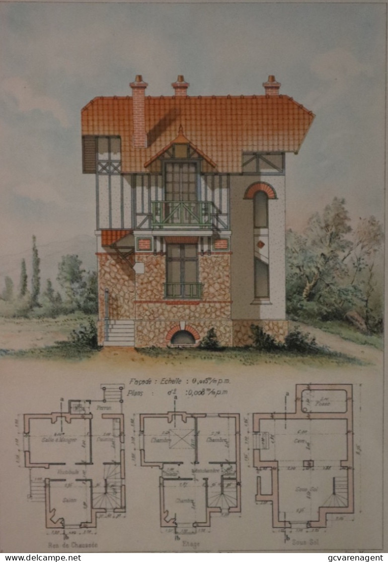 PLAN =   PAVILLON  A CHAMPIGNY        37 X 28 CM  VOIR IMAGES ÉTAT DES PLANS - Architettura