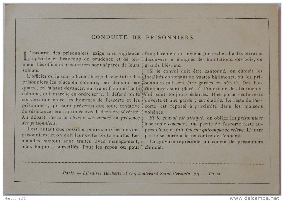 CHROMO ANCIEN CONDUITE DE PRISONNIERS HACHETTE ET CIE JEANNIOT PINX IMPRIMERIE KRAKOW GUERRE MILITAIRE ASIATIQUE - Artis Historia