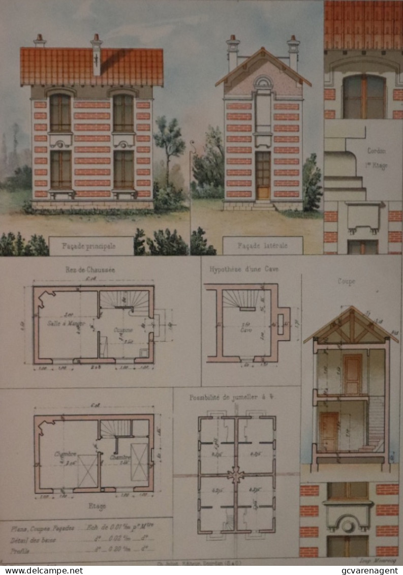 PLAN =  PAVILLON ECONOMIQUE        37 X 28 CM  VOIR IMAGES ÉTAT DES PLANS - Architecture