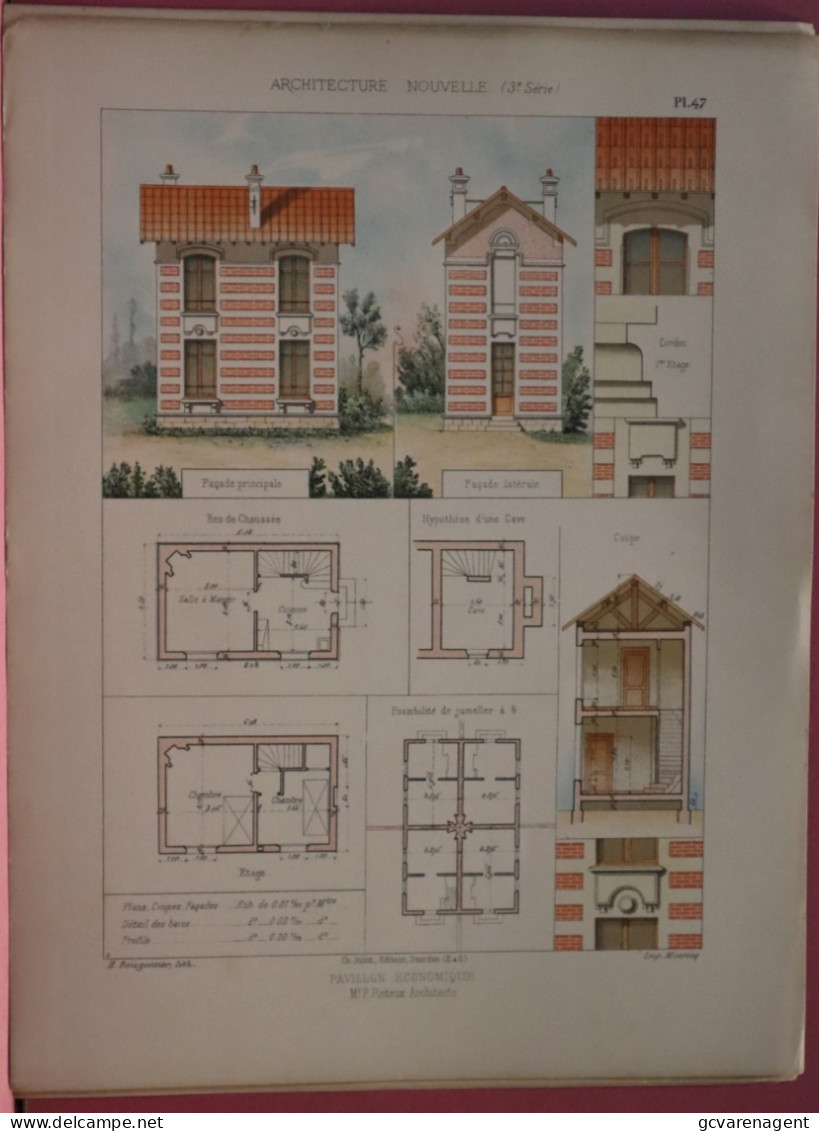 PLAN =  PAVILLON ECONOMIQUE        37 X 28 CM  VOIR IMAGES ÉTAT DES PLANS - Arquitectura