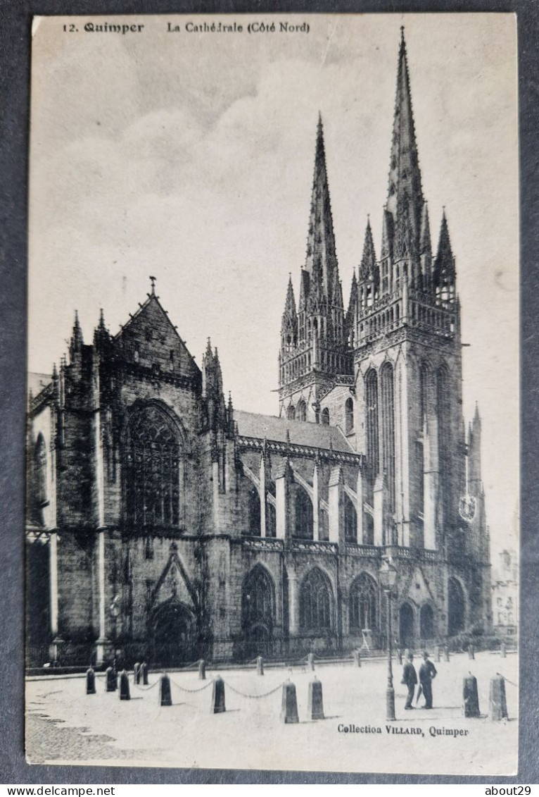 CPA 29 QUIMPER - Lot 4 Cartes - La Cathédrale Sous Divers Angles - Edit. Villard - Réf. T 271 - Quimper