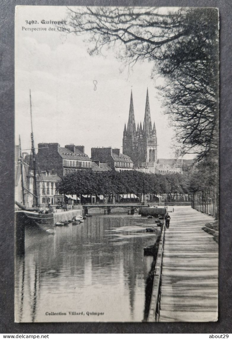 CPA 29 QUIMPER - Lot 4 Cartes - La Cathédrale Sous Divers Angles - Edit. Villard - Réf. T 271 - Quimper