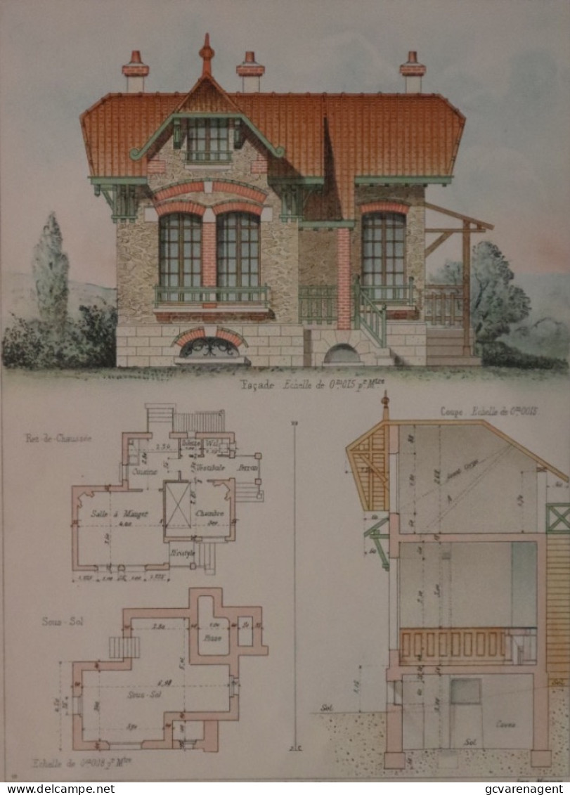 PLAN =   PIED A TERRE A LA CAMPAGNE           37 X 28 CM  VOIR IMAGES ÉTAT DES PLANS - Architecture