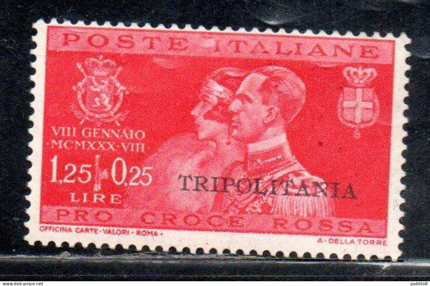 TRIPOLITANIA 1930 NOZZE PRINCIPE UMBERTO LIRE 1,25 + 25c MNH - Tripolitaine