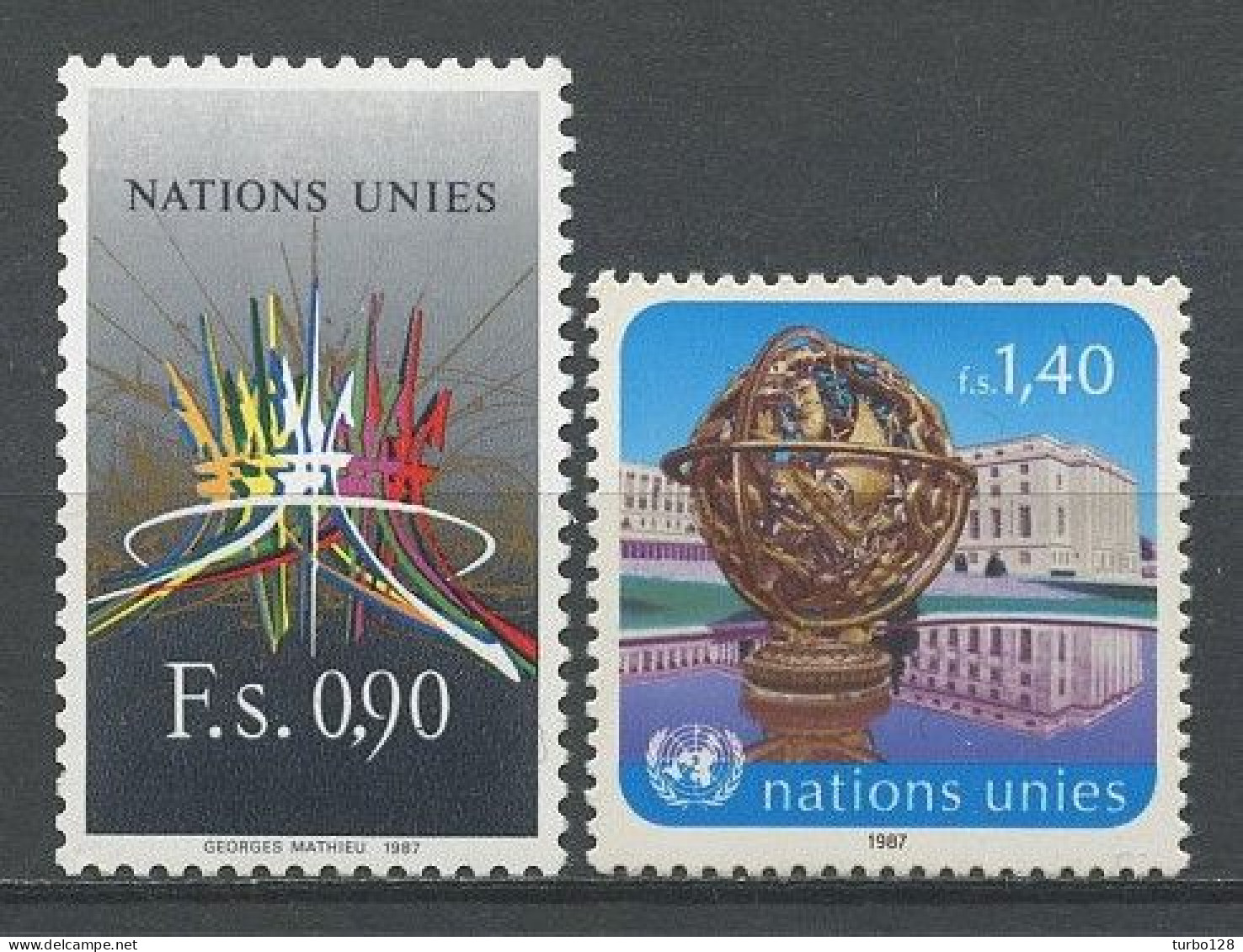 NU Genève 1987 N° 152/153 ** Neufs  MNH Superbes C 3.40 € Oeuvre De Mathieu Spère Armillaire En Bronze De La S.D.N. - Nuovi