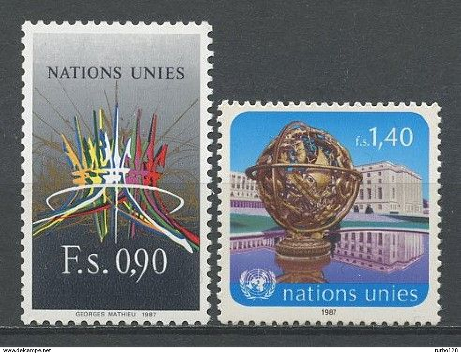 NU Genève 1987 N° 152/153 ** Neufs  MNH Superbes C 3.40 € Oeuvre De Mathieu Spère Armillaire En Bronze De La S.D.N. - Ongebruikt