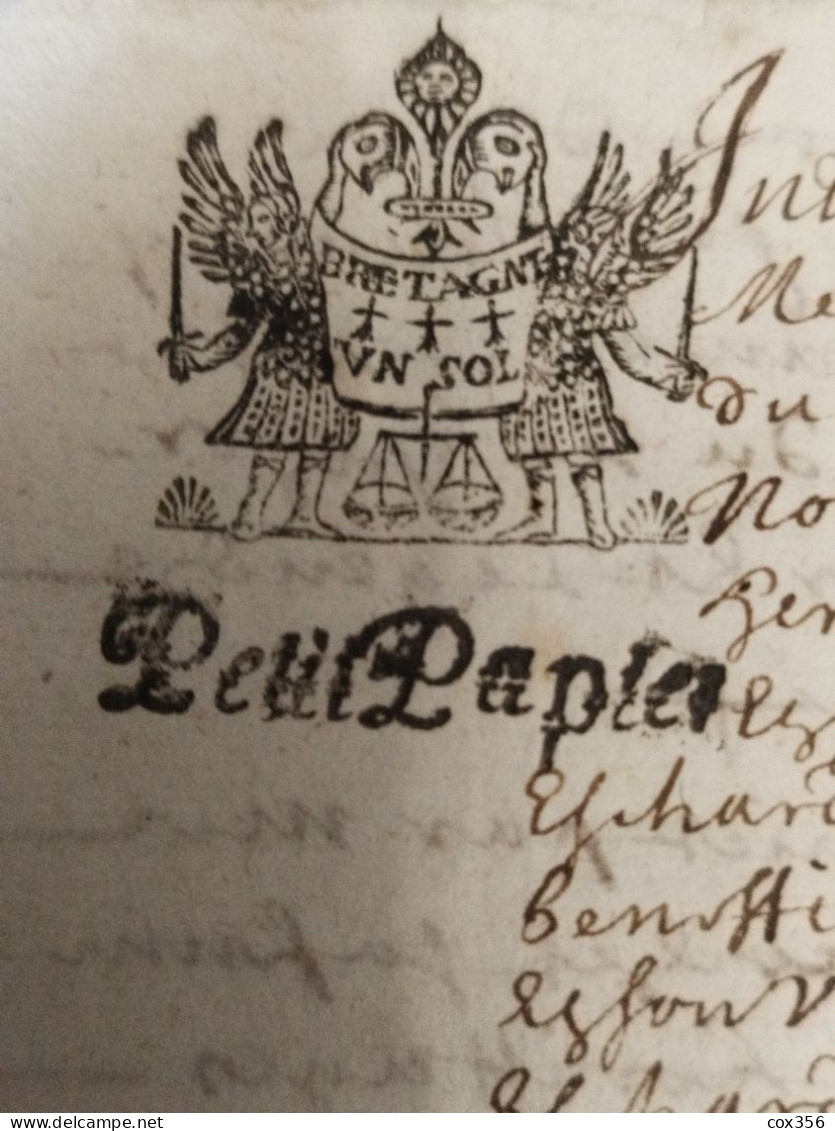 VIEUX PAPIERS Cachets BRETAGNE 1638 . Signer BLANGOUIN - Cachets Généralité