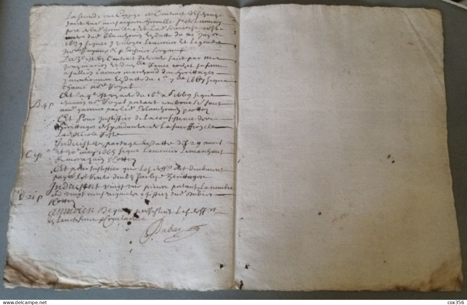 VIEUX PAPIERS Cachets BRETAGNE 1638 . Signer BLANGOUIN - Cachets Généralité