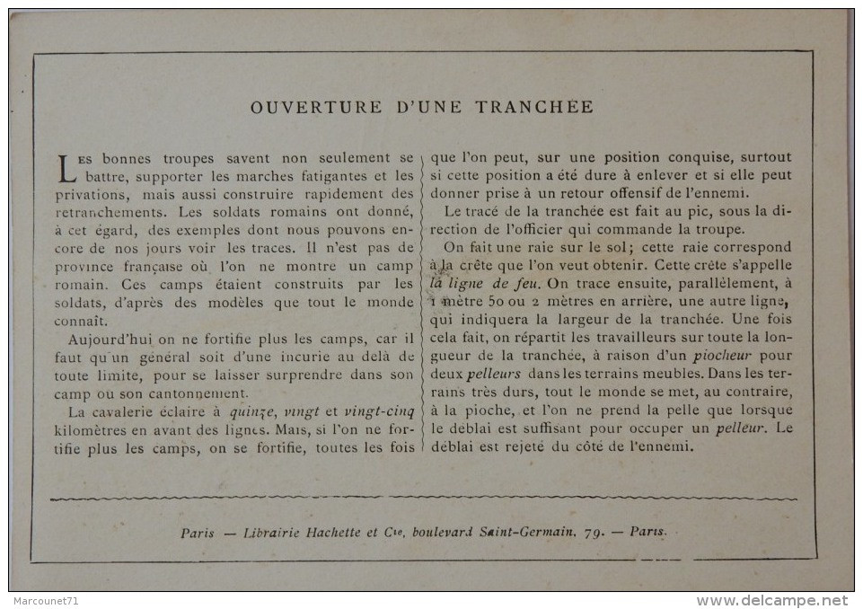 CHROMO ANCIEN OUVERTURE D'UNE TRANCHEE HACHETTE ET CIE JEANNIOT PINX IMPRIMERIE KRAKOW - Artis Historia