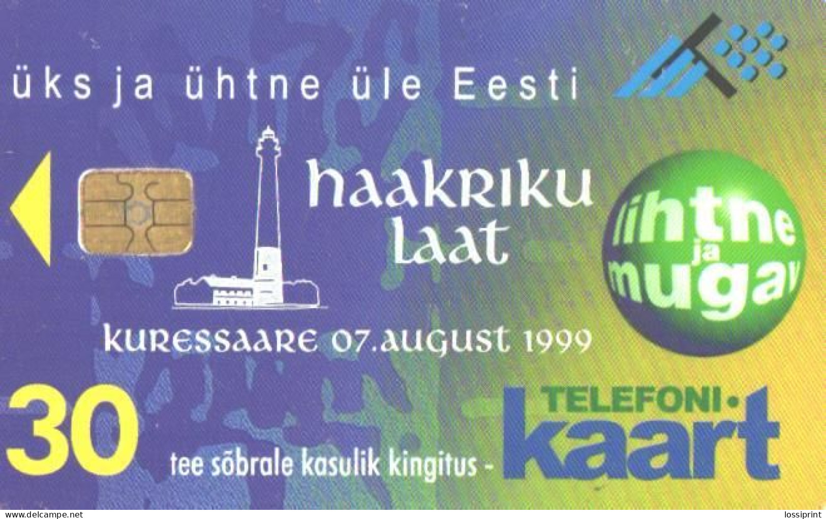 Estonia:Used Phonecard, Haakrik Fair Test Card, Lighthouse, 1999 - Estonia