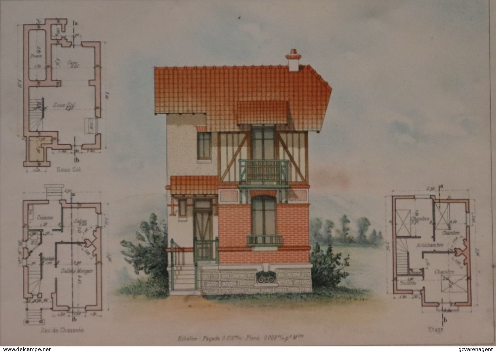 PLAN =    PAVILLON  RUE DES ACACIAS  A CHAMPIGNY   SEINE          37 X 28 CM  VOIR IMAGES ÉTAT DES PLANS - Architettura