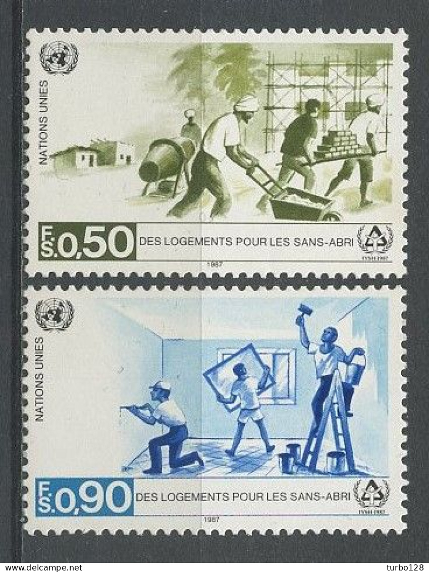 NU Genève 1987 N° 154/155 ** Neufs  MNH Superbes C 3.40 € Année Du Logement Des Sans-abri Bâtiment Travaux - Unused Stamps