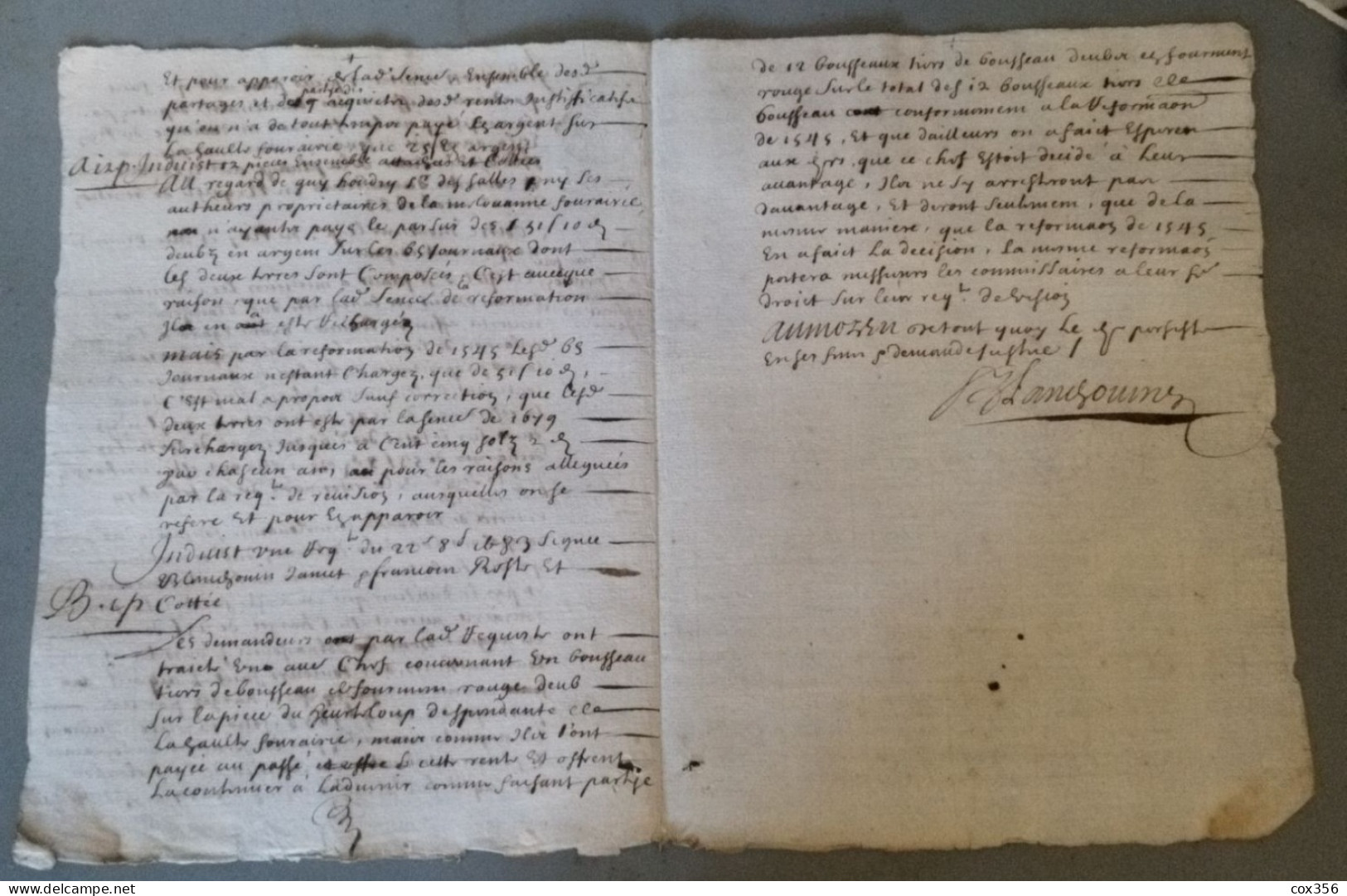 VIEUX PAPIERS Cachets BRETAGNE 1638 . Signer BLANGOUIN - Cachets Généralité