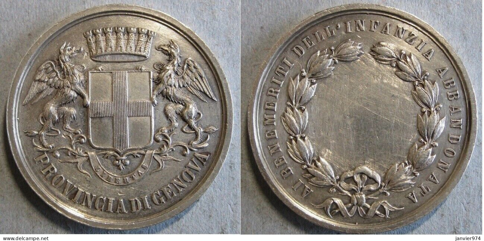 Médaille En Argent Genova - Gênes . Médaille Du Mérite Pour L’enfance Abandonnée - Firma's