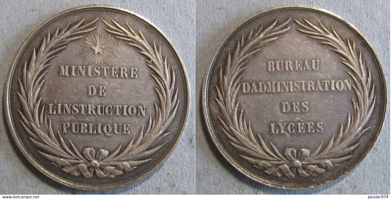 Médaille En Argent Bureau Administration Des Lycées, Décembre 1879 Poinçon Pipe - Professionnels / De Société
