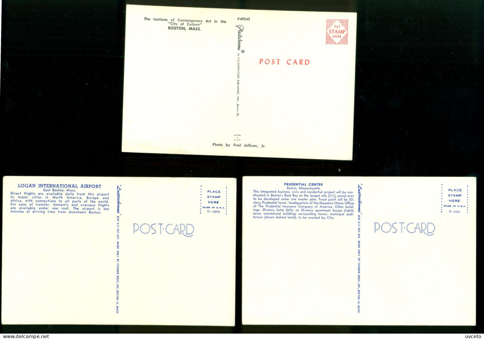 USA, Massachusetts, Boston,Airport, Prudental Center, 1960's, 3 Postcards N100d - Boston