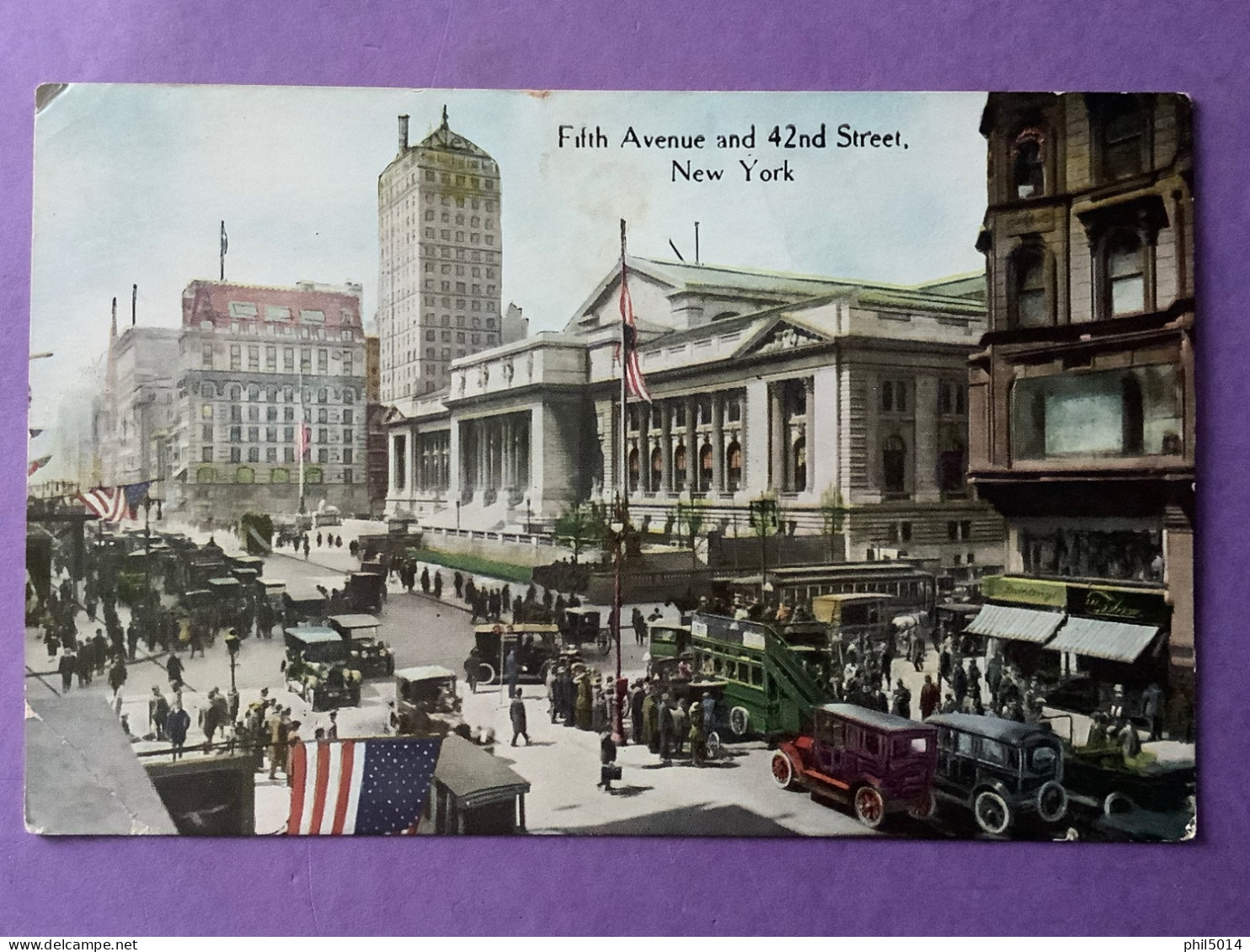 Etats-Unis  CPA      NEW-YORK    Fifth Avenue And 42nd Street    Plan Animé    Bon état (pli En Angle) - Other Monuments & Buildings