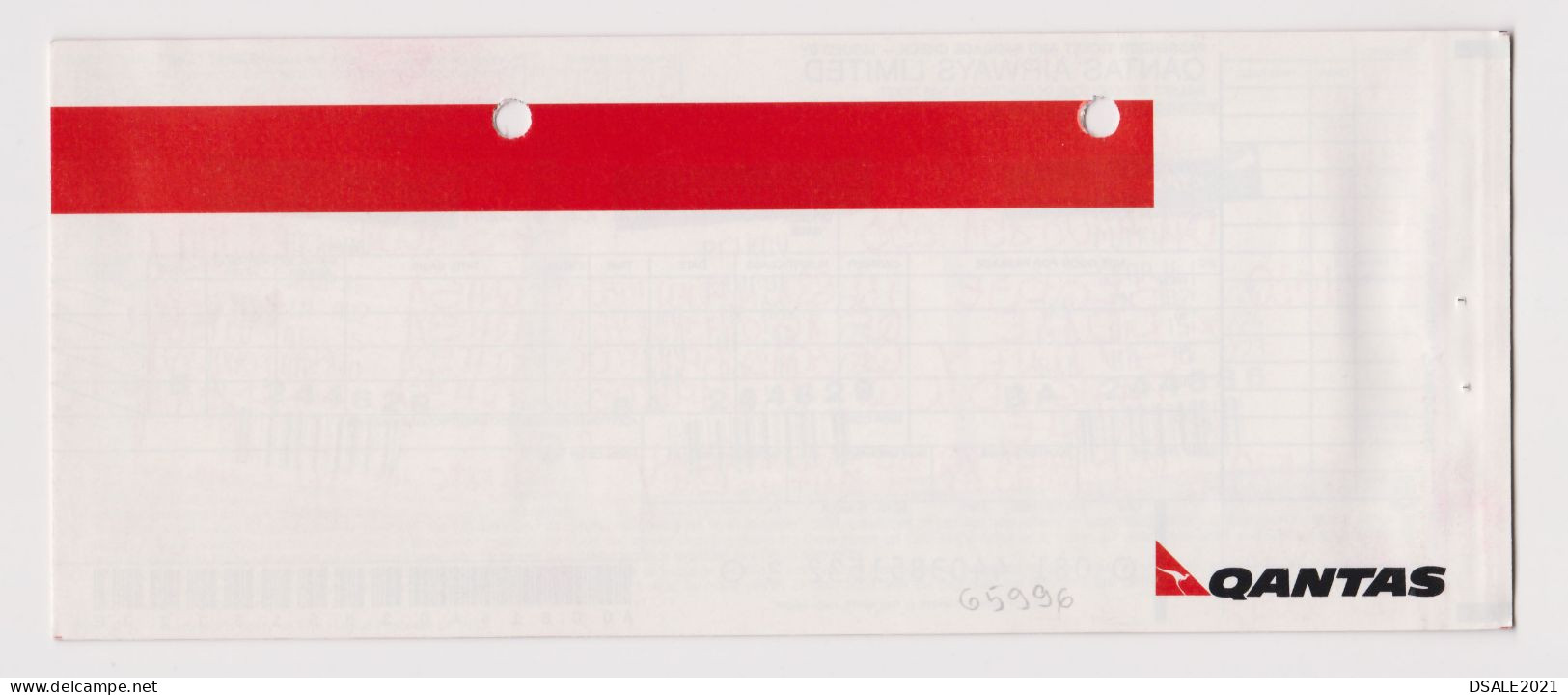 QANTAS, Australia Australian Airline Carrier Passenger Ticket And Baggage Check Used (65996) - Biglietti