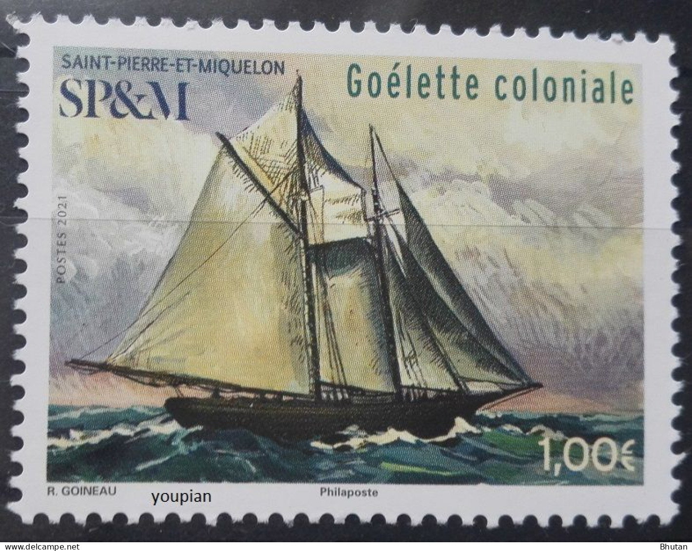 St. Pierre And Miquelon 2021, Goélette Coloniale Ship, MNH Single Stamp - Neufs