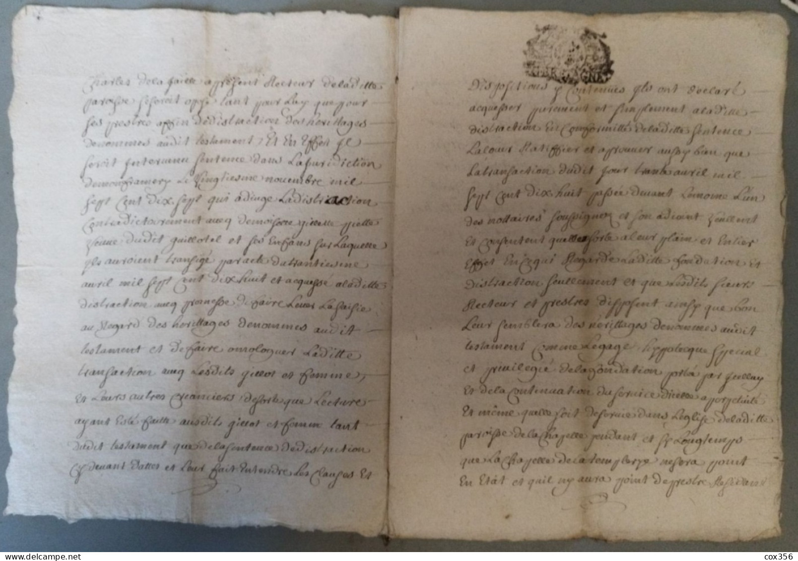 VIEUX PAPIERS Cachets BRETAGNE 1638 . Signer LEMOINE Note ROYAL - Cachets Généralité