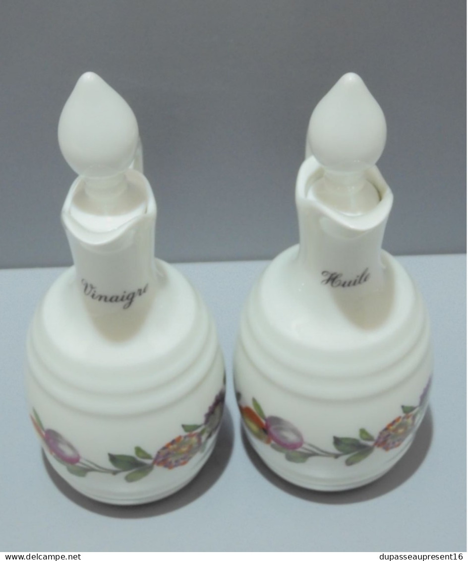 -2 FIOLES HUILE/VINAIGRE  PORCELAINE De PARIS Décor LES QUATRES SAISONS   E - Andere & Zonder Classificatie