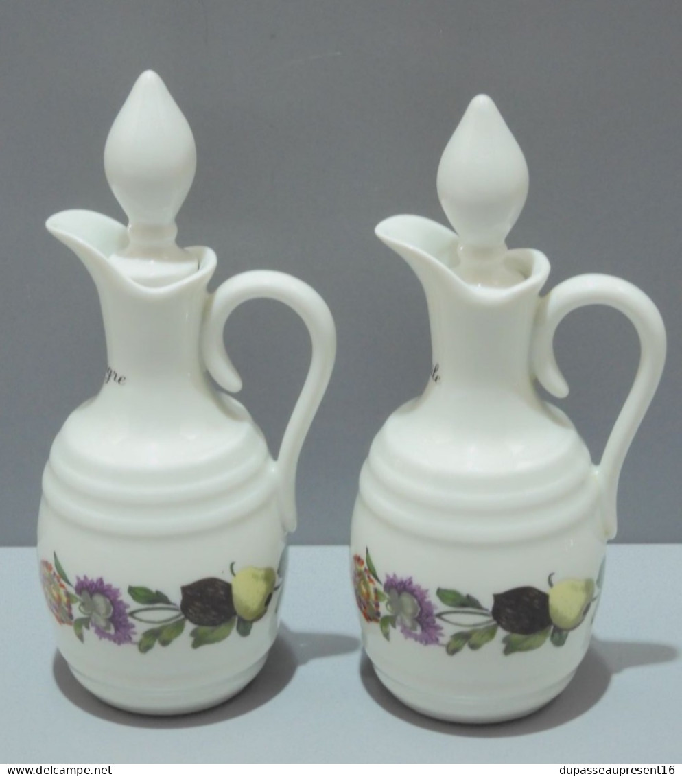 -2 FIOLES HUILE/VINAIGRE  PORCELAINE de PARIS décor LES QUATRES SAISONS   E