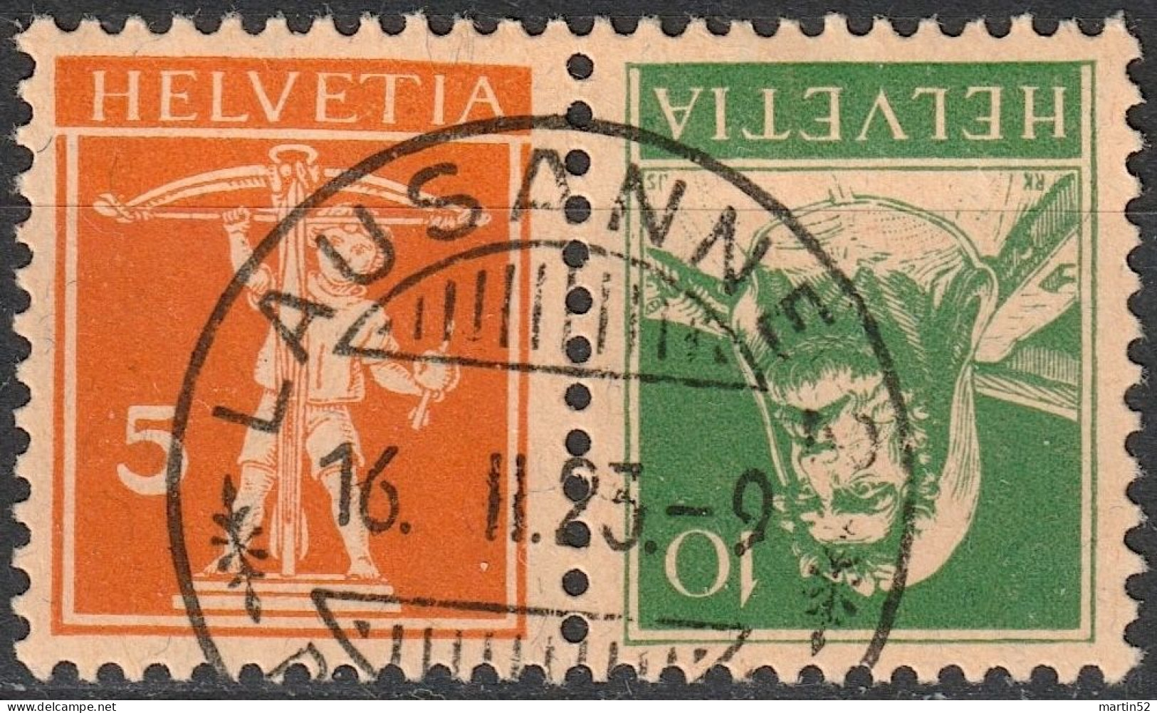 Schweiz Suisse 1923: Tell & Fils Kehrdruck Tête-bêche Zu K17 Mi K17 Mit Voll-⊙ LAUSANNE 16.II.23 (Zu CHF 10.00) - Tête-bêche