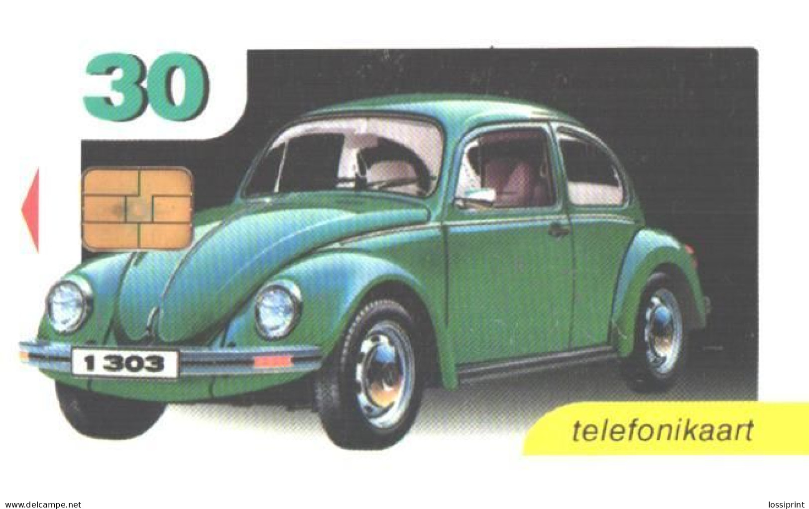 Estonia:Used Phonecard, Eesti Telefon, 30 EEK, Porche Century, CarVolkswagen Beetle, 1999 - Cars