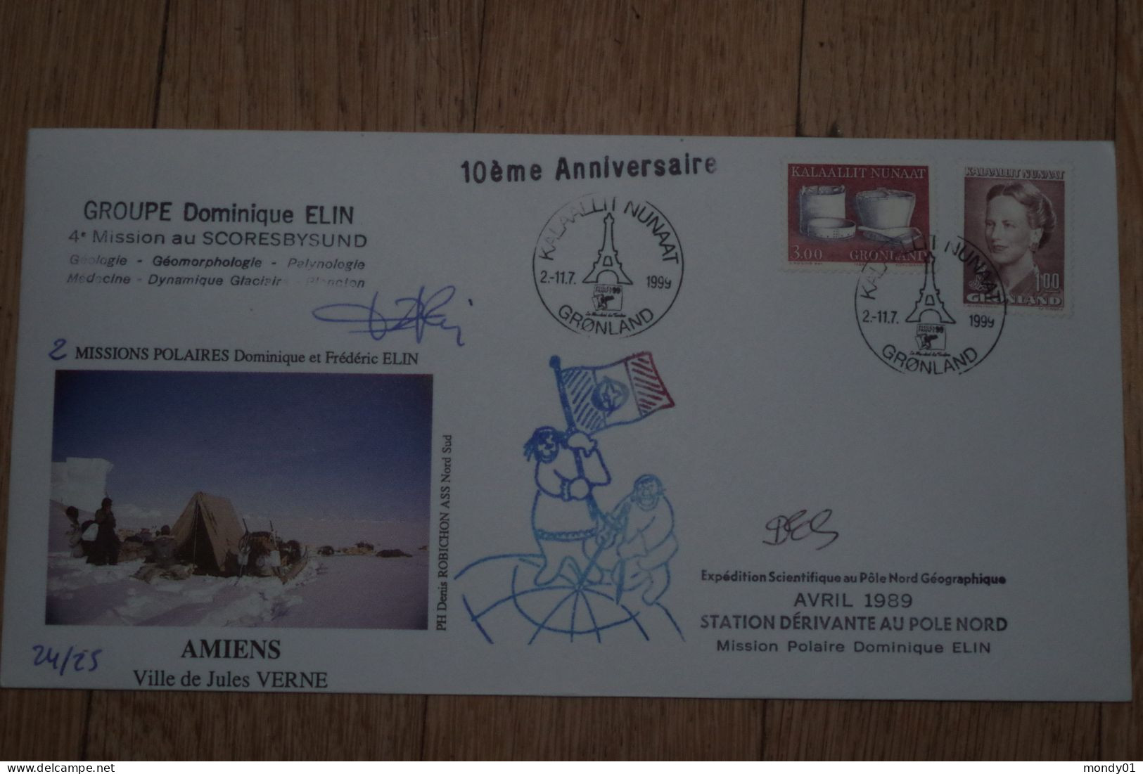 2-2266  Station Française Polaire Elin French North Pole Nord Drifting Arctic Arctique Greenland Paris 1999 - Estaciones Científicas Y Estaciones Del Ártico A La Deriva