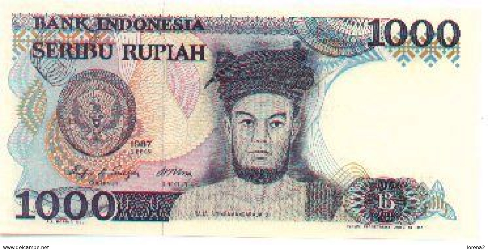 Billete Indonesia. P-124. 1000 Rupias 1987. Billex-indo124 - Indonesien