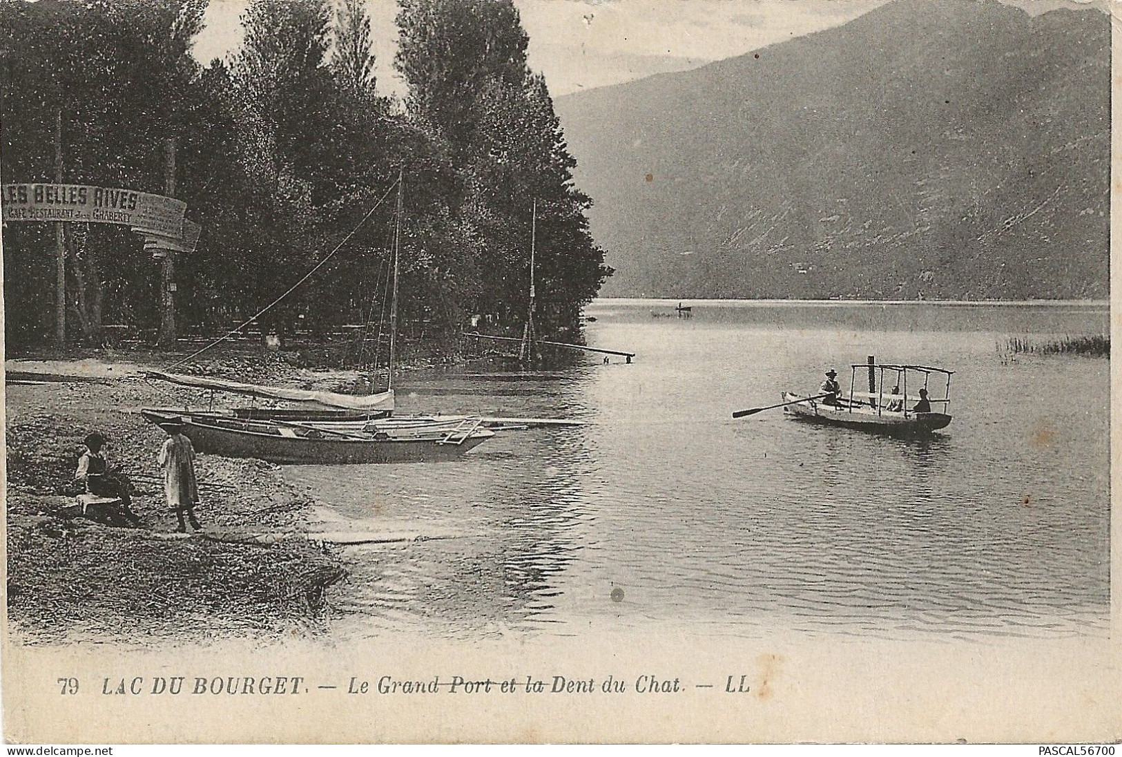 CPA LAC DU BOURGET - LE GRAND PORT ET LA DENT DU CHAT - Le Bourget Du Lac