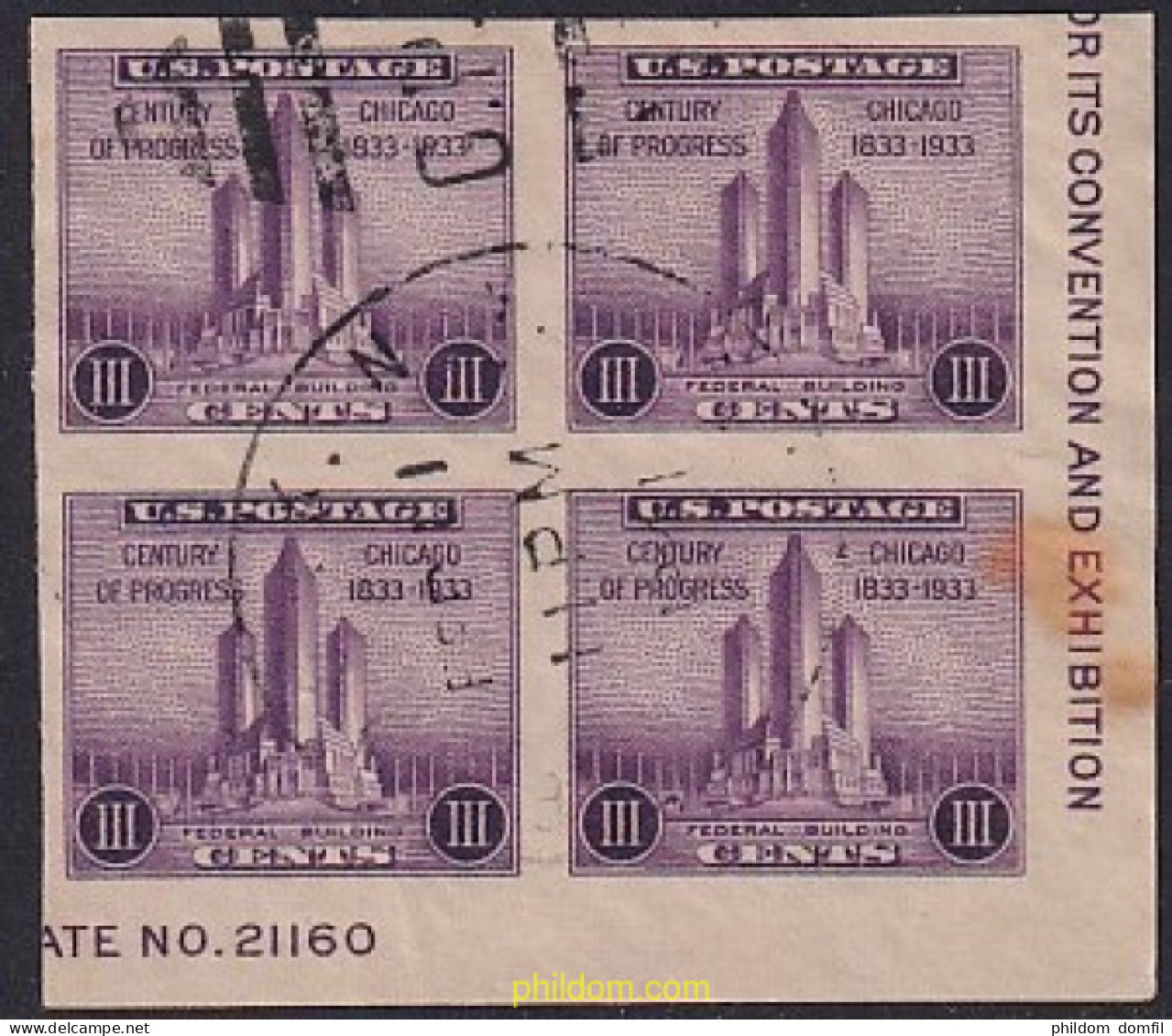723935 USED ESTADOS UNIDOS 1933 EXPOSICION FILATELICA EN CHICAGO - UN SIGLO DE PROGRESO - Unused Stamps