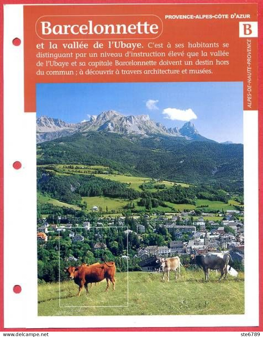 04 BARCELONNETTE 04 Alpes Haute Provence Région Provence Alpes Cotes D'Azur Géographie Fiche Dépliante - Géographie