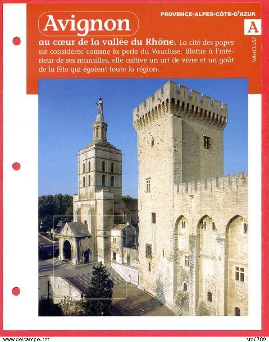 84 AVIGNON Vaucluse Région Provence Alpes Cotes D'Azur Géographie Fiche Dépliante - Géographie