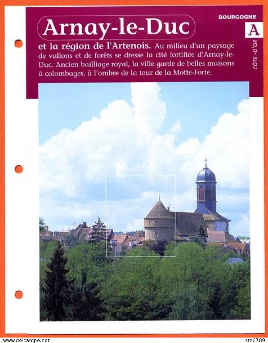 21 ARNAY LE DUC Cote D'or Région Bourgogne Géographie Fiche Dépliante - Géographie