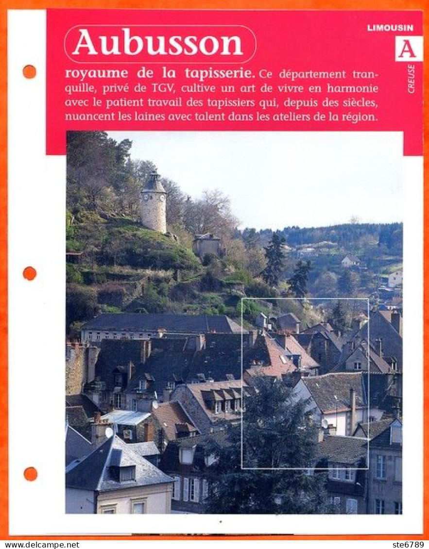 23 AUBUSSON Creuse Région Limousin  Géographie Fiche Dépliante - Géographie