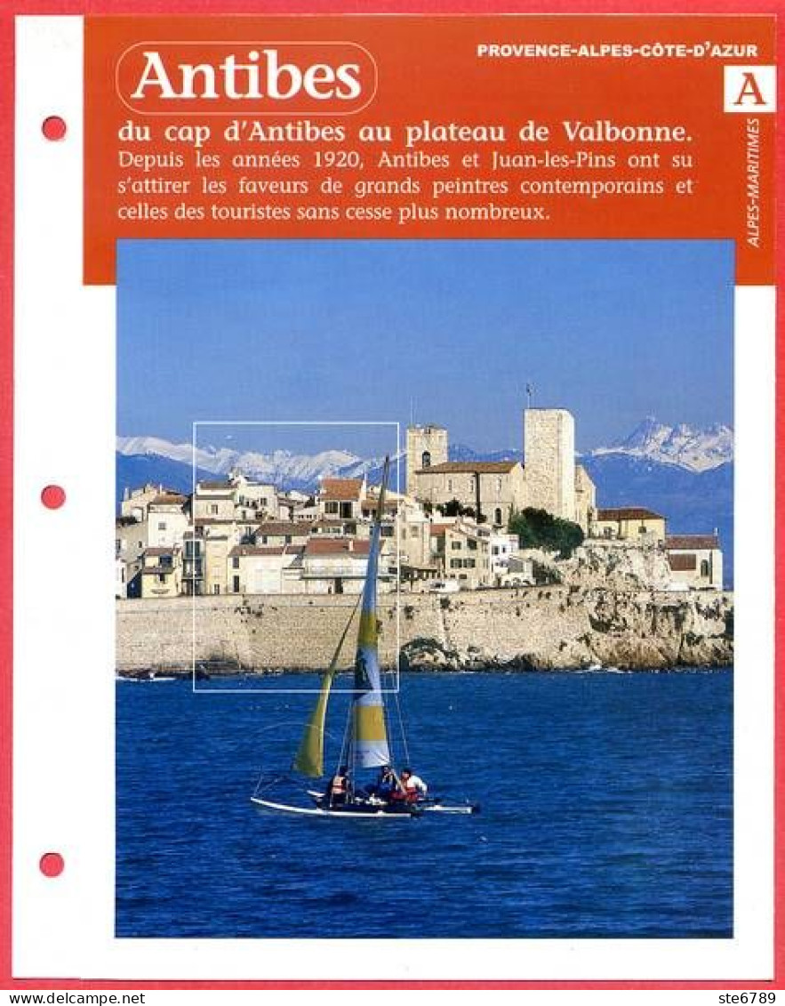 06 ANTIBES Alpes Maritimes Région Provence Alpes Cotes D'Azur Géographie Fiche Dépliante - Géographie