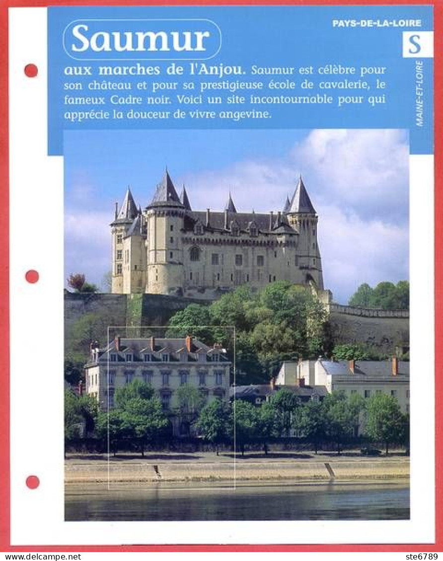49 SAUMUR Maine Et Loire Région Pays De Loire Géographie Fiche Dépliante - Géographie