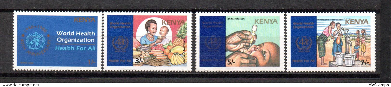 Kenia 1988 Satz 443/46 WHO 40 Jahre Postfrisch - Kenya (1963-...)