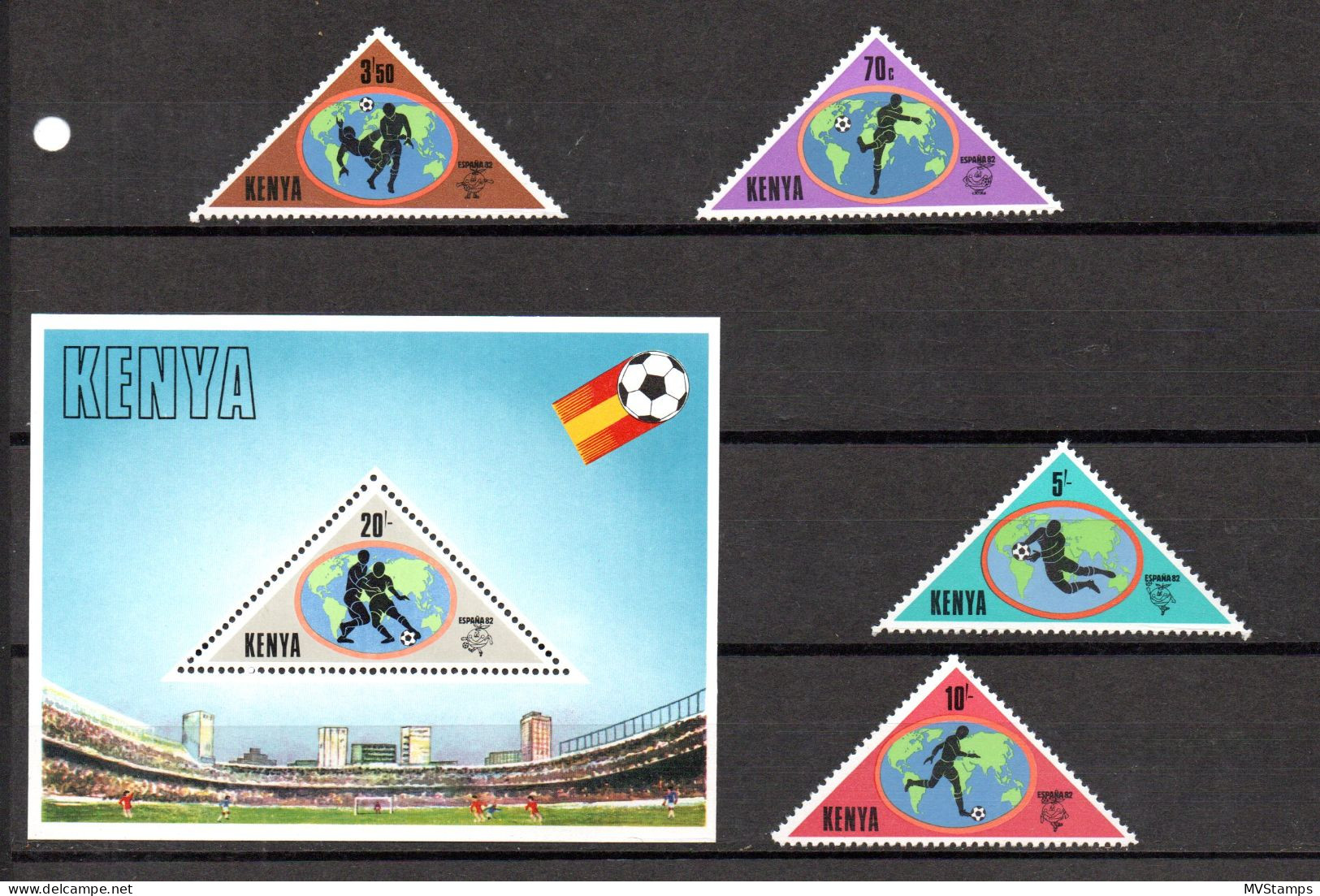 Kenia 1982 Block 18 Und Satz 222/25 Fussball WM Postfrisch - Kenya (1963-...)