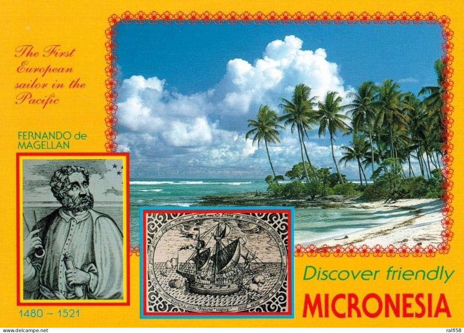 1 AK Mikronesien * Discover Friendly Micronesia - Fernando Magellan, Initiator Der Ersten  Belegten Weltumsegelung * - Micronesië