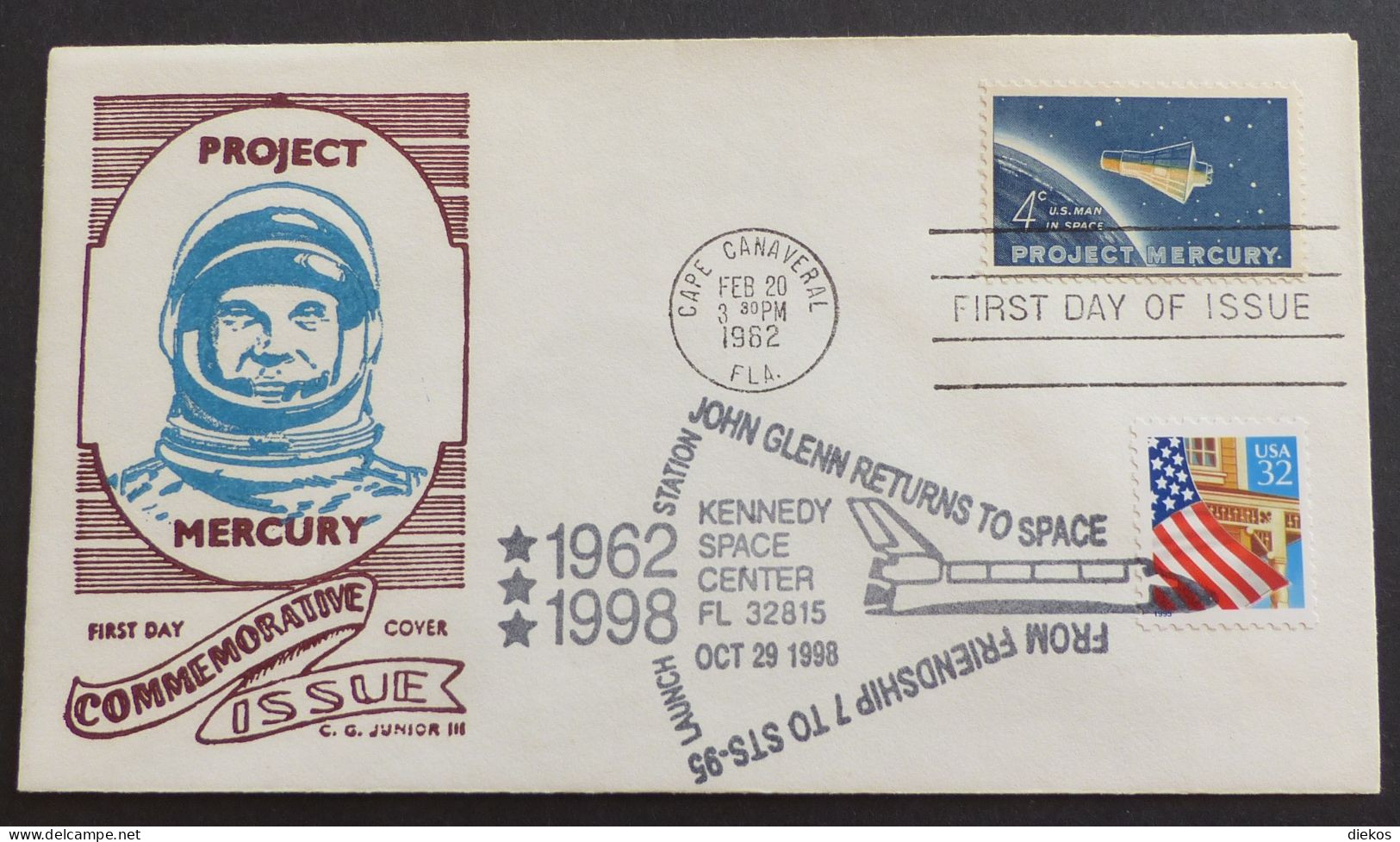 Project Mercury 192 - 1998 Kennedy Space Center   #cover5732 - America Del Nord